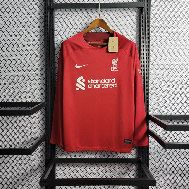 Camisa Liverpool Home 22/23 Manga Longa Torcedor Nike Masculina - Vermelha