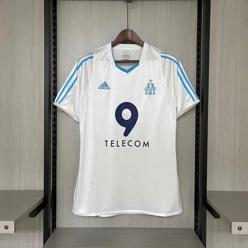 Camisa Olympique De Marseille Home Retro 02/03 Torcedor Adidas Masculino - Branco e Azul