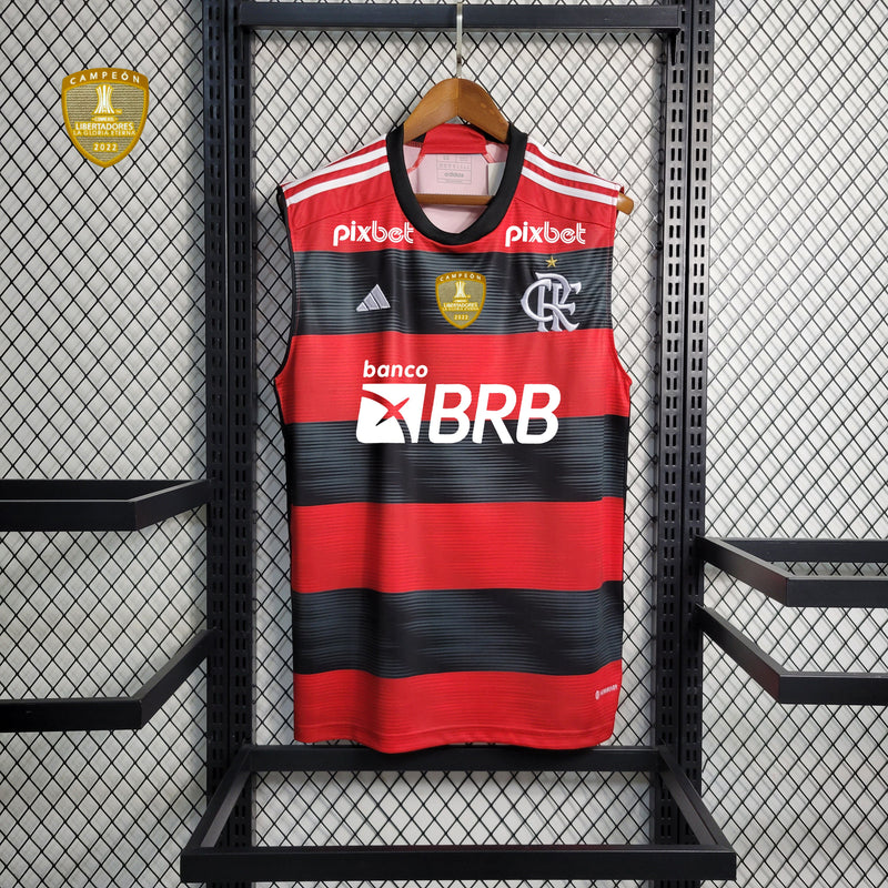 Camisa Flamengo Home Regata Todos os Patrocinadores + Patch 23/24 Torcedor Adidas Masculino - Vermelho e Preto