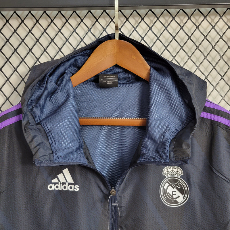 Corta Vento Real Madrid Adidas Unissex - Preto e Roxo