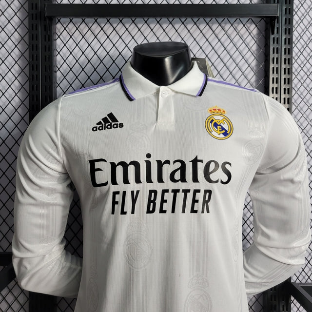 Camisa Real Madrid Home 22/23 Manga Longa Jogador Adidas Masculina - Branca