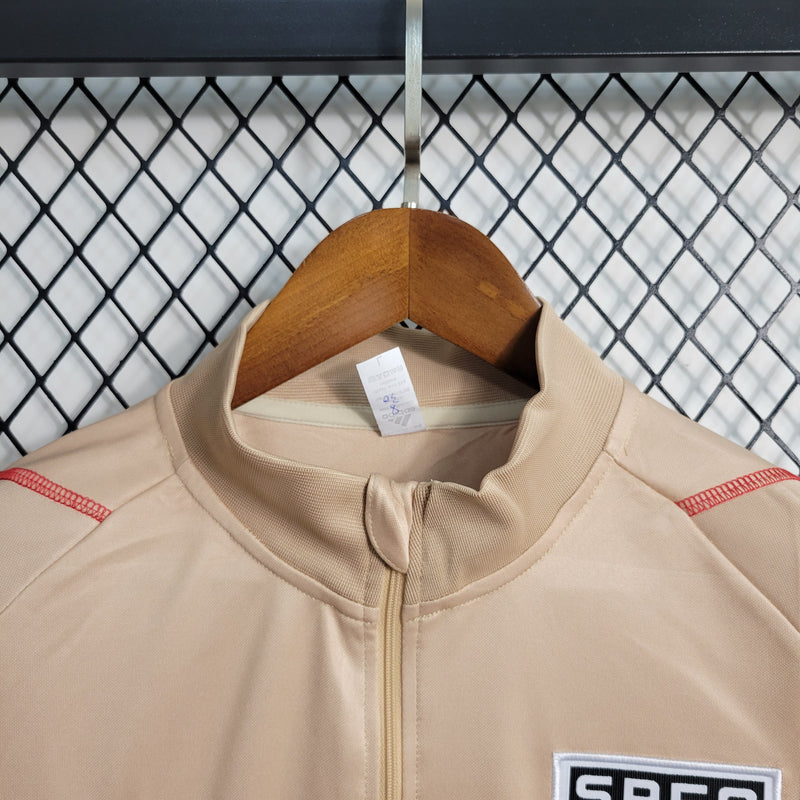 Agasalho São Paulo Treino 23/24 Manga Longa Torcedor Adidas Masculina - Bege