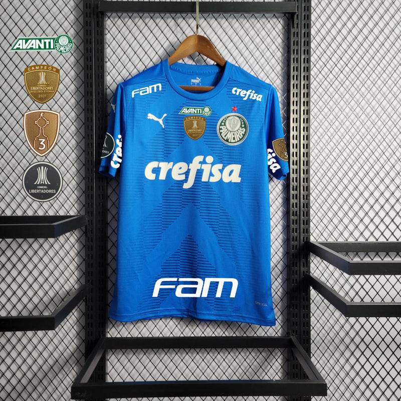 Palmeiras Goleiro 22/23 Torcedor + Todos os Patrocínios + Patches Libertadores Puma Masculino - Azul