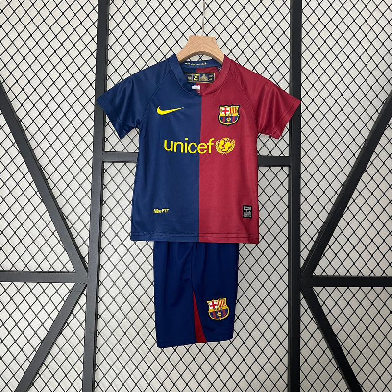 Kit Infantil Barcelona Retrô Home 2009 Camisa + Shorts Nike  Unissex - Grená