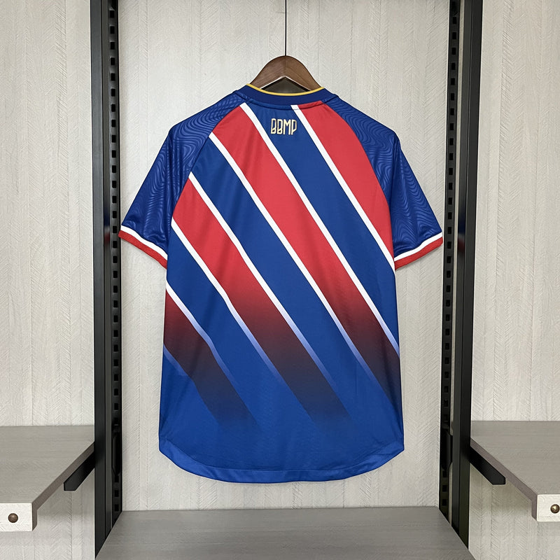 Camisa Bahia Away 24/25 Torcedor Esquadrão Masculina - Vermelho, Azul e Branco