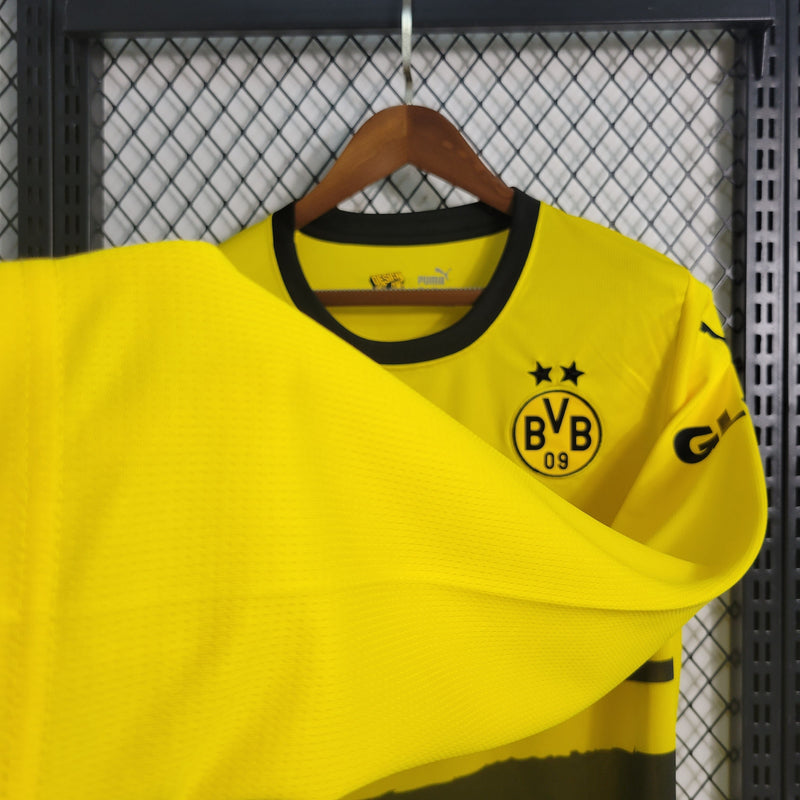 Camisa Borussia Dortmund Home Manga Longa 23/24 Torcedor Puma Masculina - Amarela