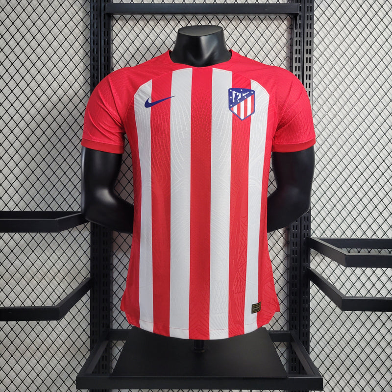 Camisa Atlético de Madrid Home 23/24 Jogador Nike Masculina - Listrada Branca e Vermelha