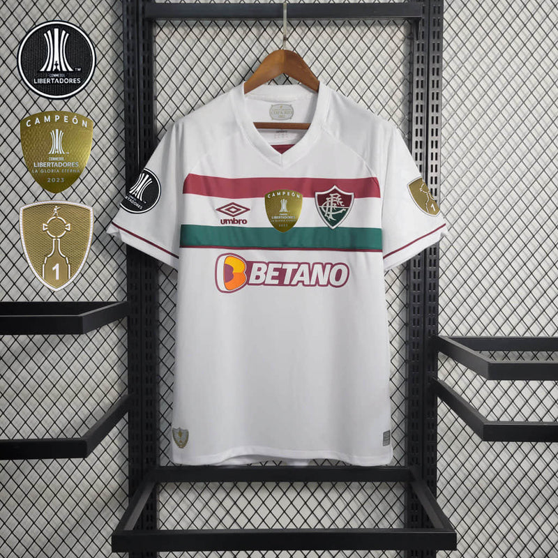 Camisa Fluminense Away 23/24 + Patchs Libertadores Torcedor Umbro Masculina - Branca