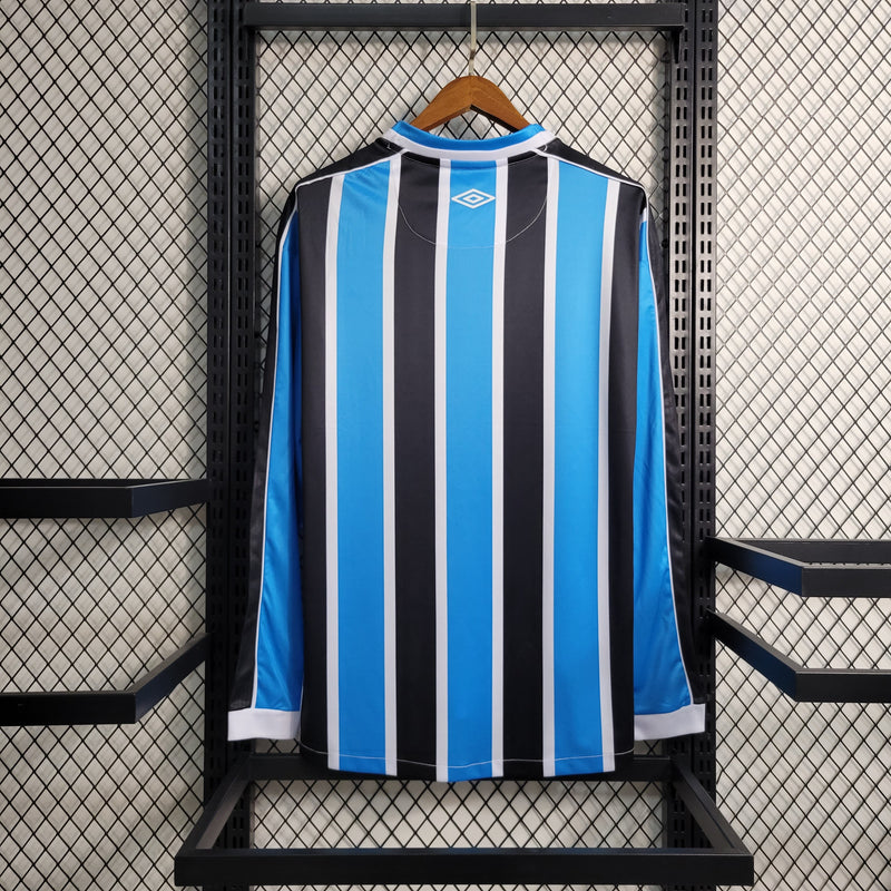 Camisa Grêmio Home Manga Longa 23/24 Torcedor Umbro Masculino - Azul, Preto e Branco