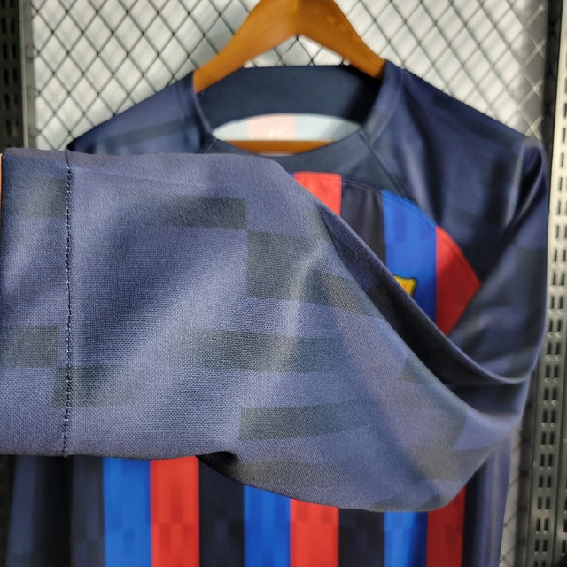 Camisa Barcelona Home 22/23 Manga Longa Torcedor Nike Masculina - Azul e Grená