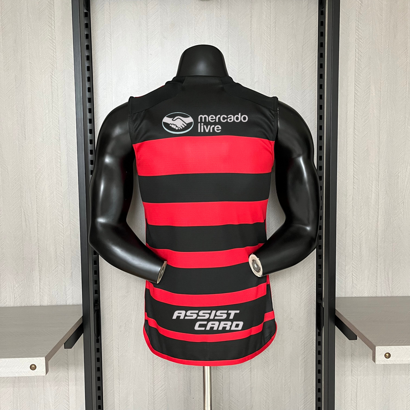 Camisa Flamengo Home Regata Todos os Patrocinadores 24/25 Torcedor Adidas Masculino - Vermelho e Preto