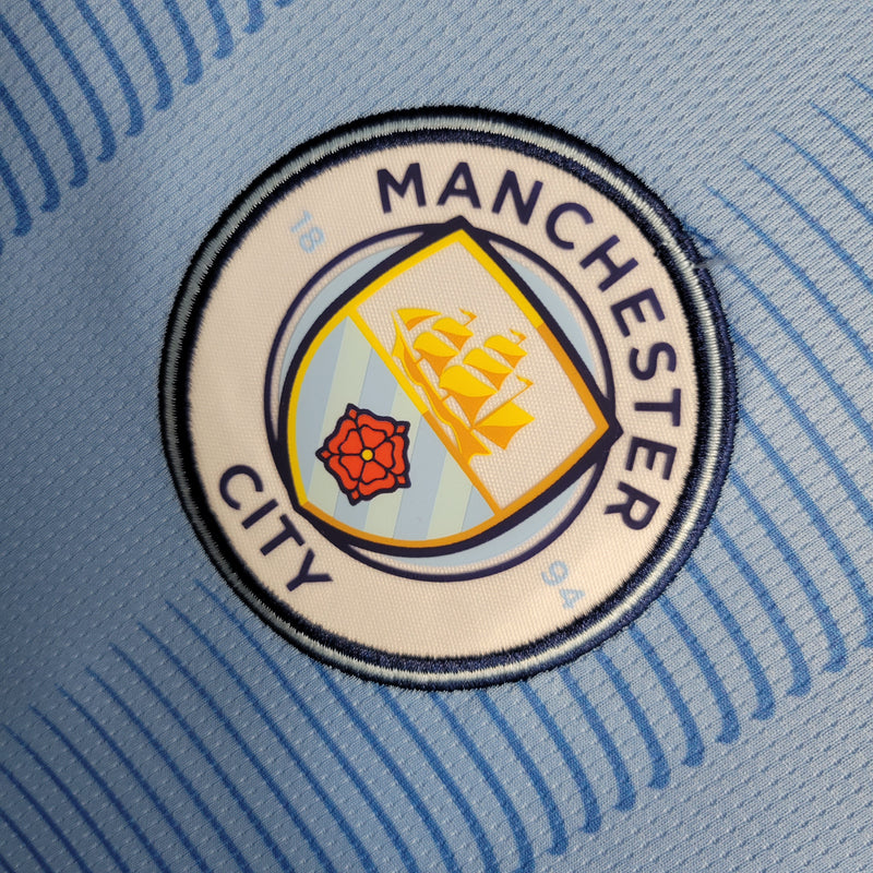 Camisa Manchester City Home Manga Longa 23/24 Torcedor Puma Masculina - Azul