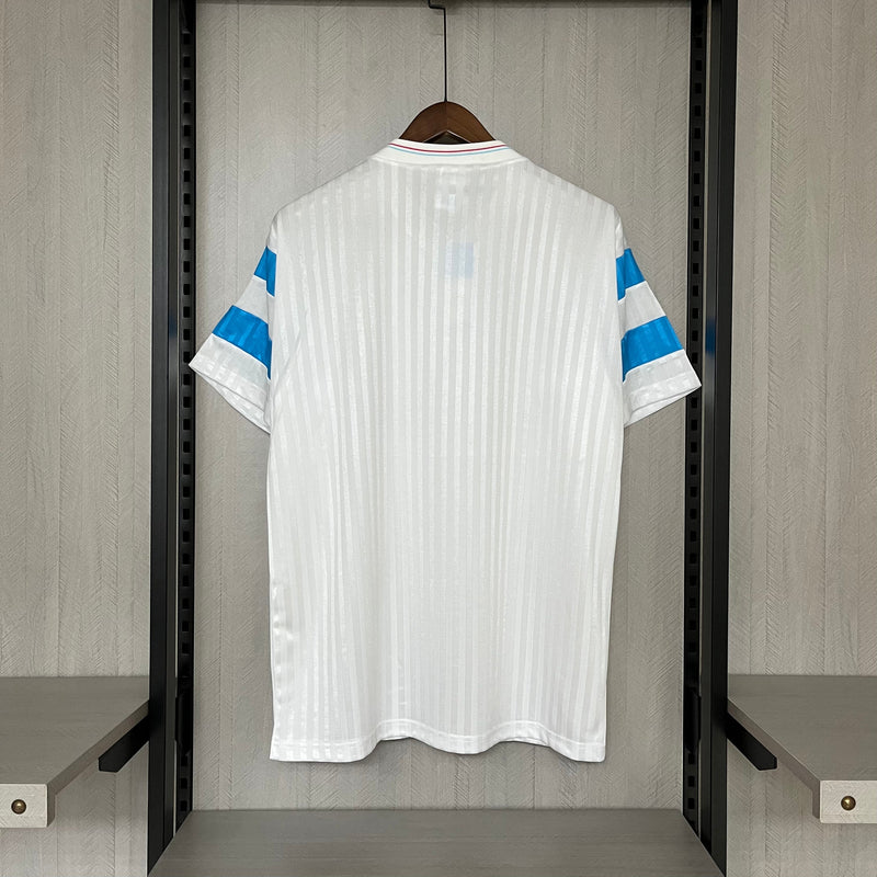 Camisa Olympique De Marseille Home Retro 1990 Torcedor Adidas Masculino - Branco e Azul