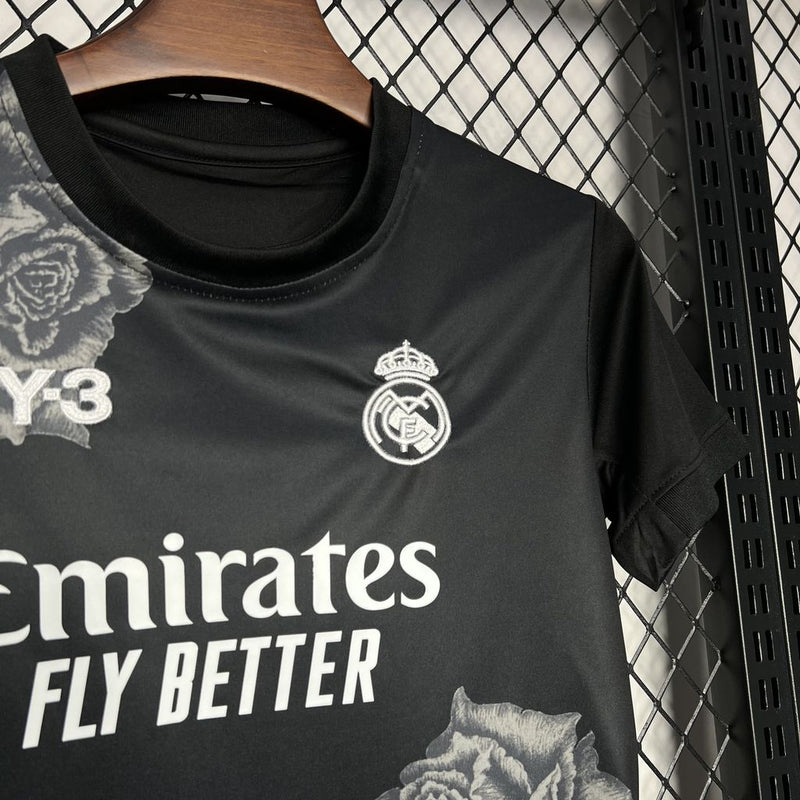 Kit Infantil Real Madrid Fourth 24/25 Y-3 Masculina - Preta