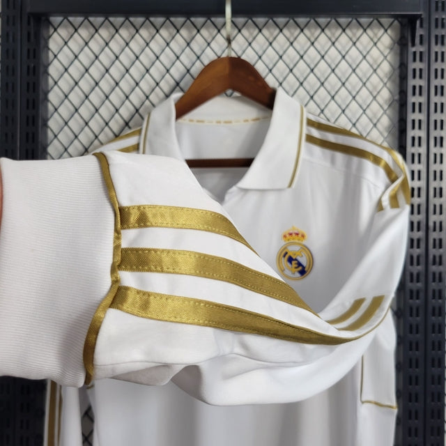 Camisa Real Madrid Retrô Home 11/12 Manga Longa Adidas Masculina - Branca Dourada