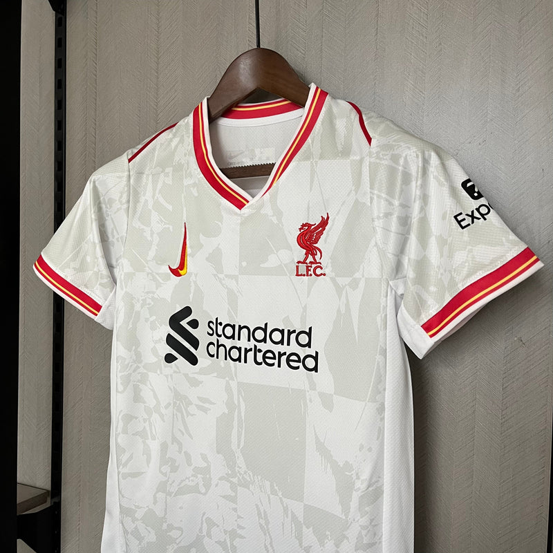 Kit Infantil Liverpool Third 24/25 Camisa + Shorts Nike Unissex - Branco