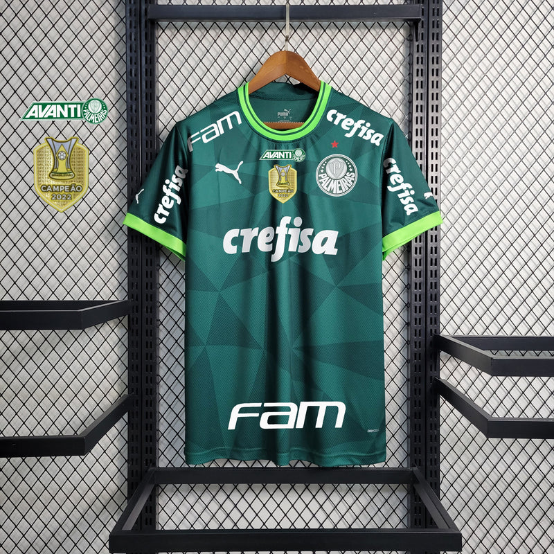 Palmeiras Home 23/24 Todos os Patrocinadores + Patch Campeão Brasileiro Torcedor Puma Masculino - Verde