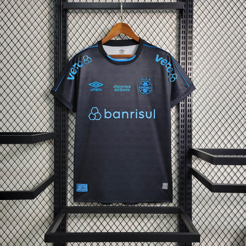 Camisa Grêmio Third + Patrocínios 23/24 Torcedor Umbro Masculino - Preto