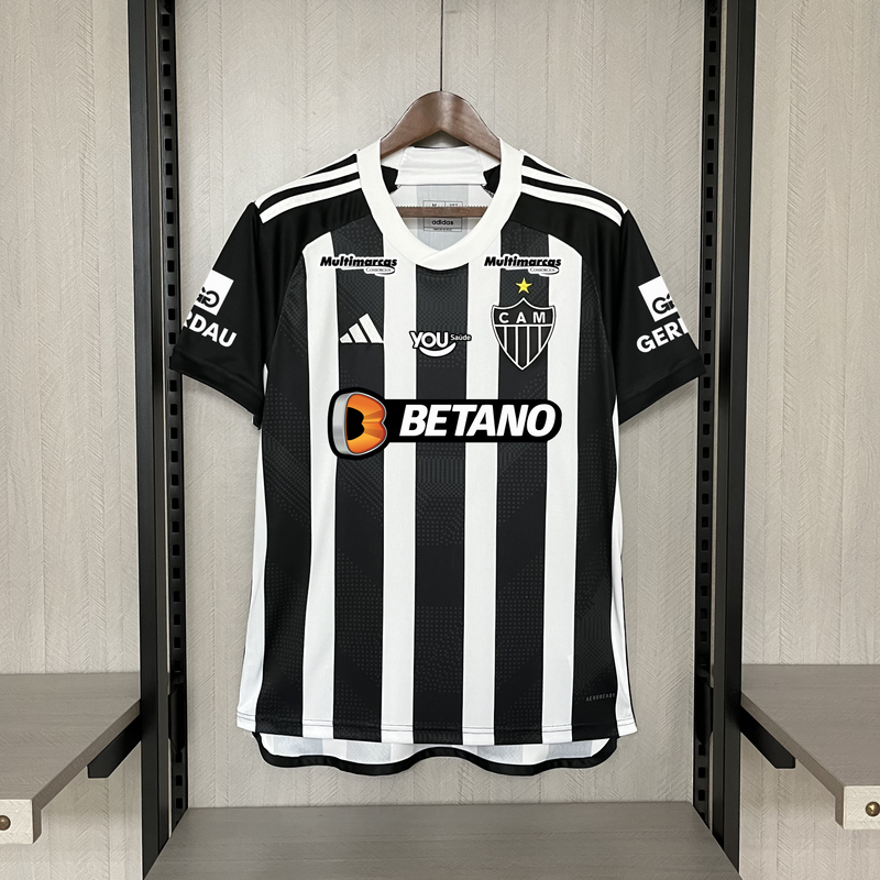 Camisa Atlético Mineiro Home 24/25 Torcedor + Patrocínios Adidas Masculino - Preto e Branco