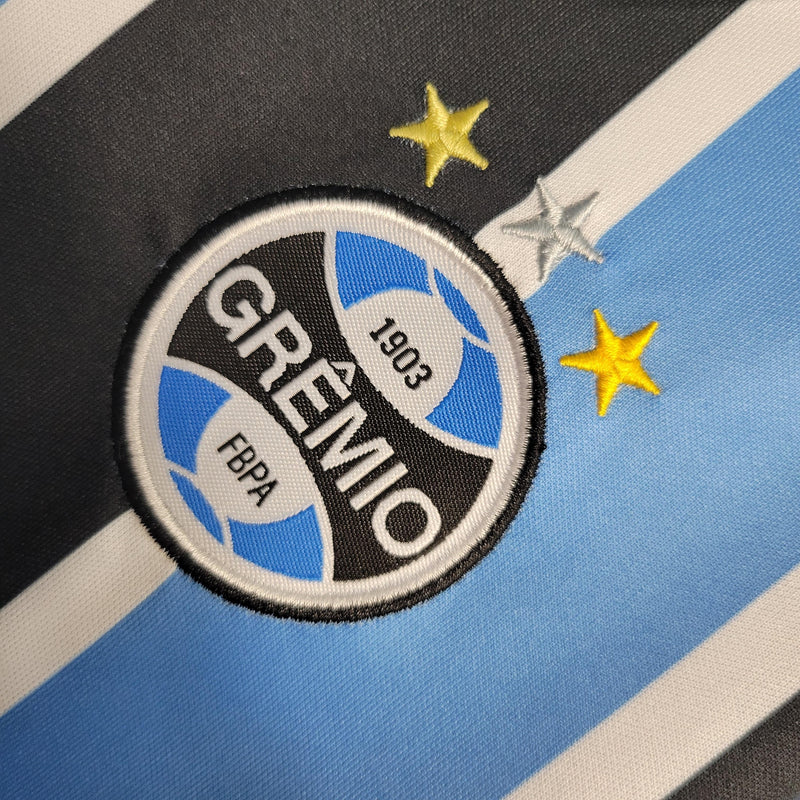 Kit Infantil Grêmio Home 23/24 Torcedor Umbro Masculino - Azul, Preto e Branco