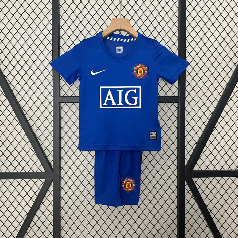 Kit infantil Manchester United Retrô Away 2009 Unissex Nike - Azul