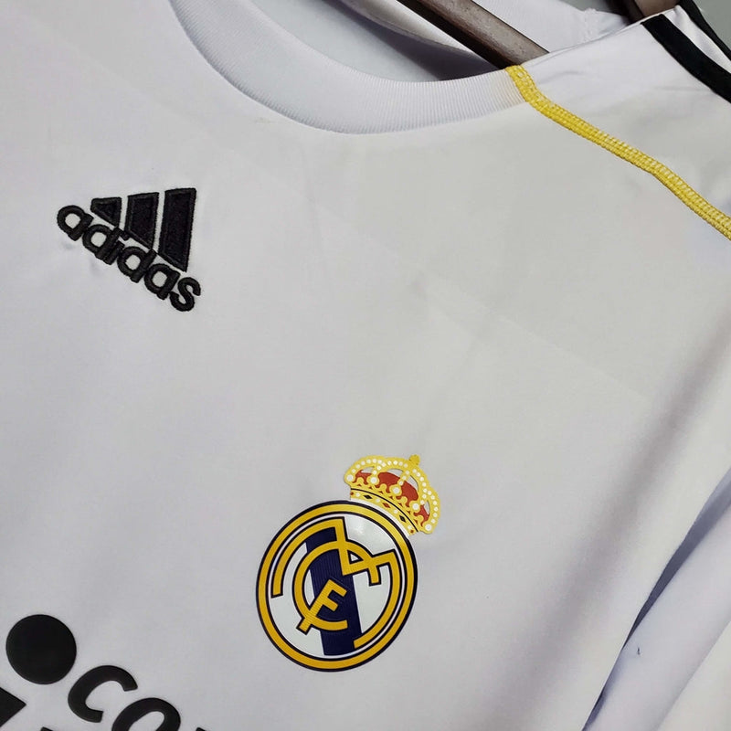 Camisa Real Madrid Retrô Home 09/10 Manga Longa Adidas Masculina - Branca