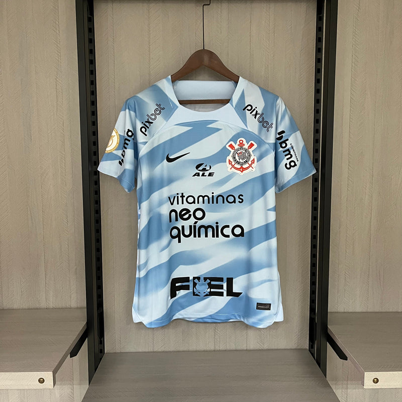 Camisa Corinthians Goleiro Todos os Patrocinadores 23/24 Torcedor Nike Masculina - Azul