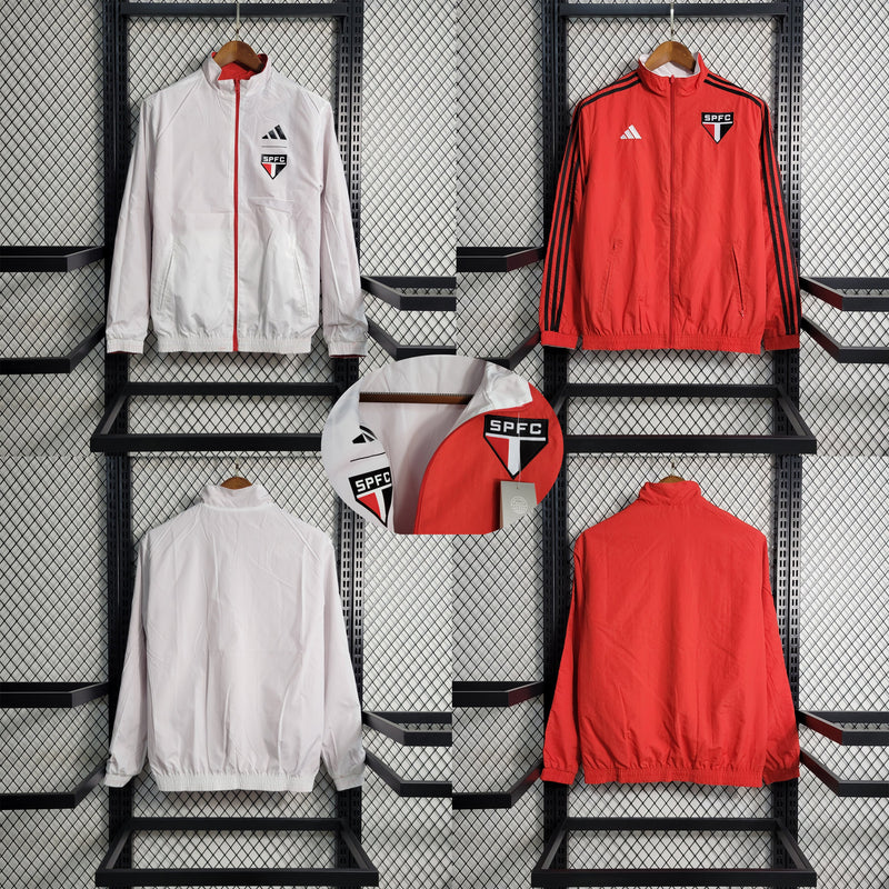 Corta Vento São Paulo Reversível 23/24 Adidas Unissex - Vermelho e Branco