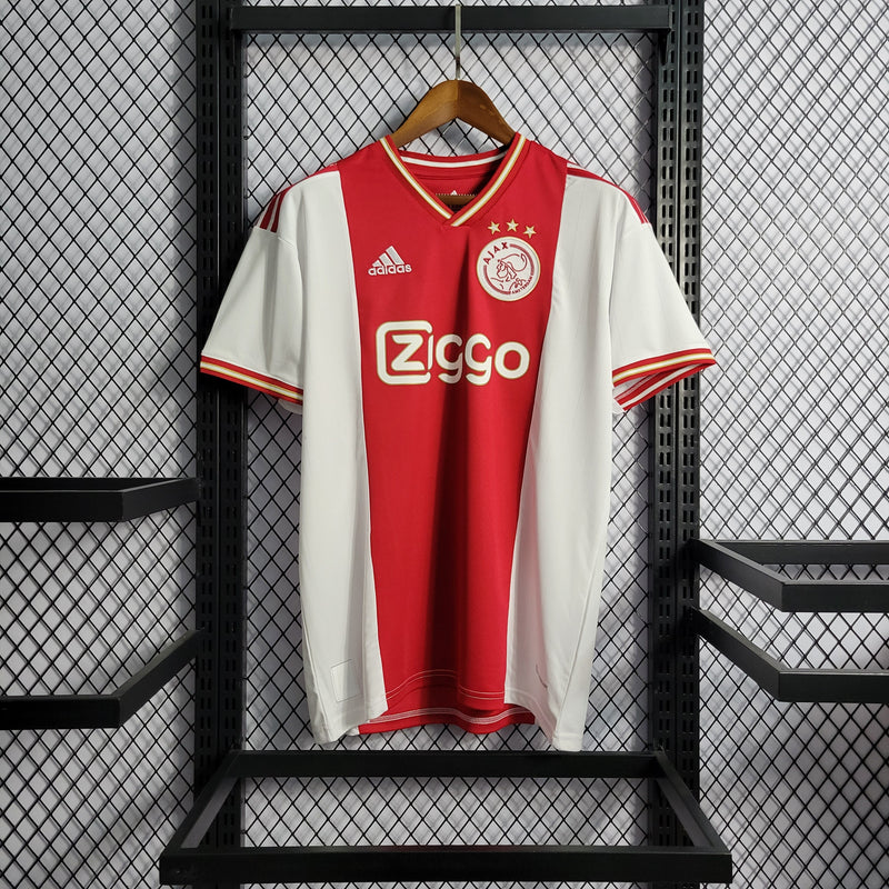 Camisa Ajax Home 22/23 Torcedor Adidas Masculina - Branca e Vermelha