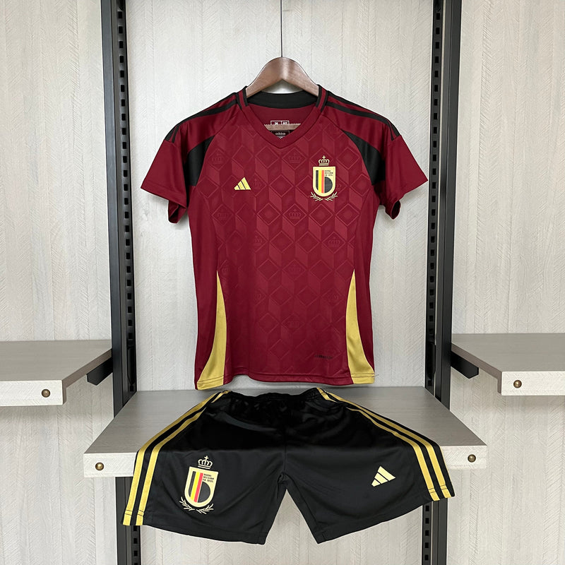 Kit Infantil Bélgica Home 24/25 Torcedor Adidas Masculina - Vinho