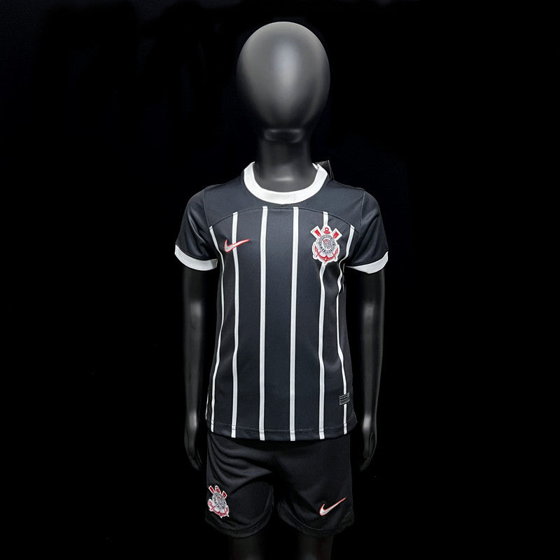 Kit Infantil Corinthians Away 23/24 Torcedor Nike Masculina - Preto