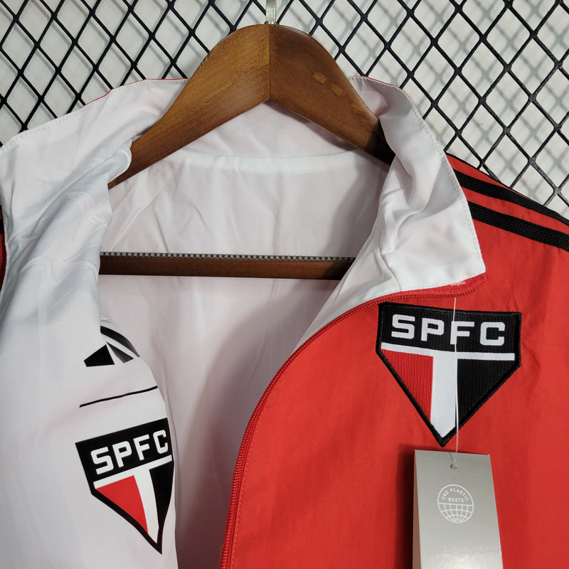 Corta Vento São Paulo Reversível 23/24 Adidas Unissex - Vermelho e Branco