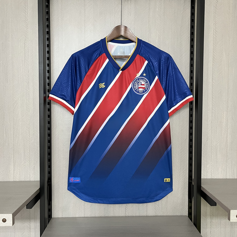 Camisa Bahia Away 24/25 Torcedor Esquadrão Masculina - Vermelho, Azul e Branco