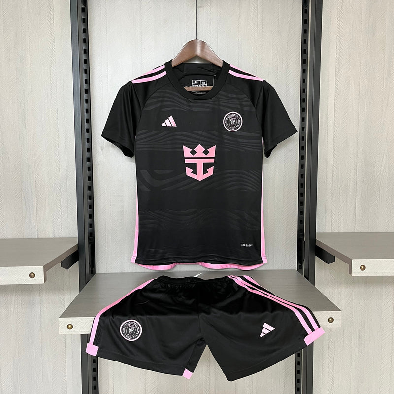 Kit Infantil Inter Miami Away 24/25 Torcedor Adidas Unissex - Preto