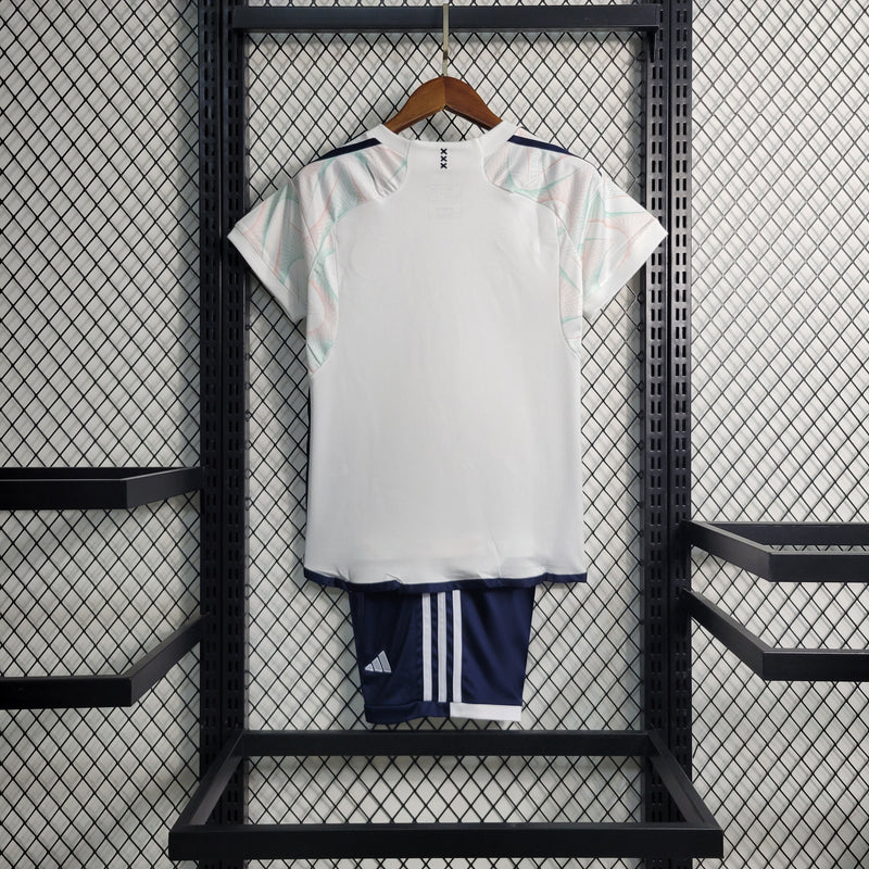 Kit Infantil Ajax Away 23/24 Torcedor Adidas Masculina - Branca