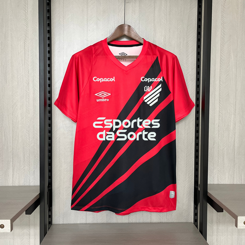 Camisa Athletico Paranaense Home Todos os Patrocinadores 24/25 Torcedor Umbro Masculino - Vermelho e Preto