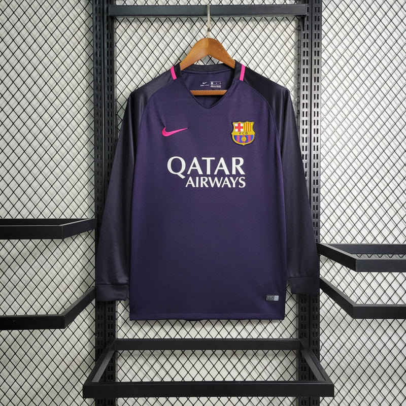 Camisa Barcelona Retrô 2017 Manga Longa Nike Masculina - Roxo e Preto