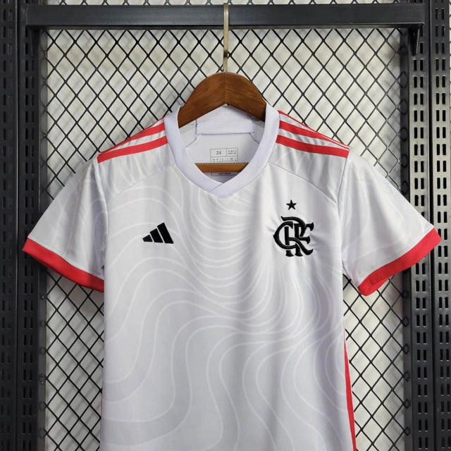 Kit Infantil Flamengo Away 24/25 Adidas Unissex - Branco