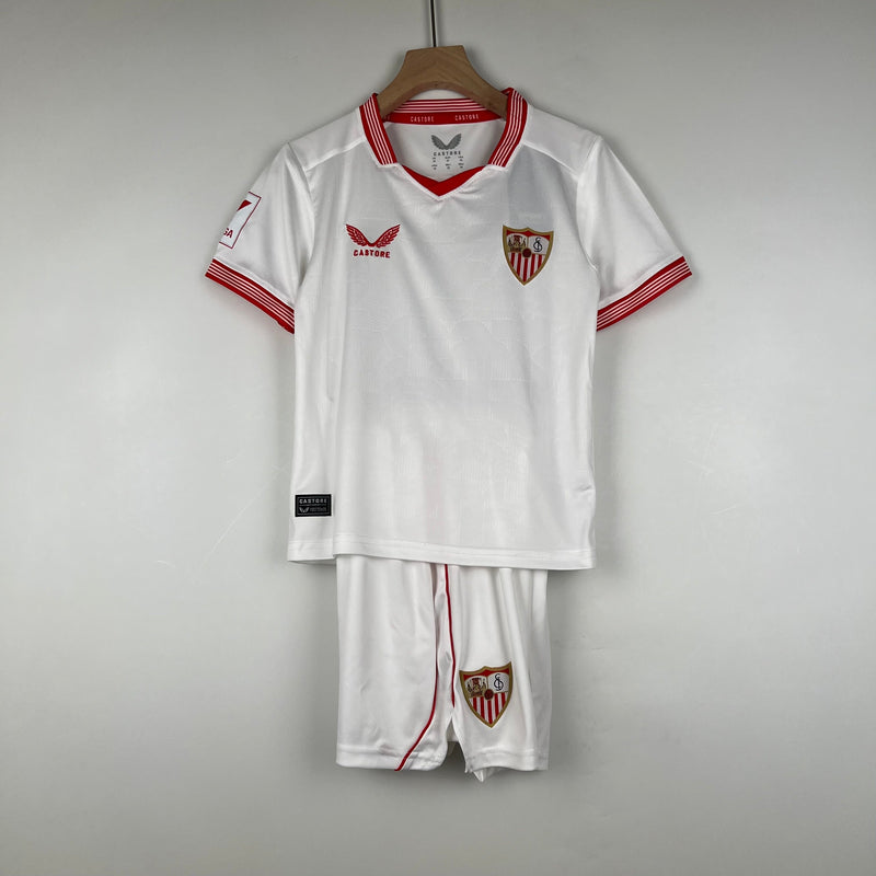 Kit Infantil Sevilla Home 23/24 Unissex Castore - Branco