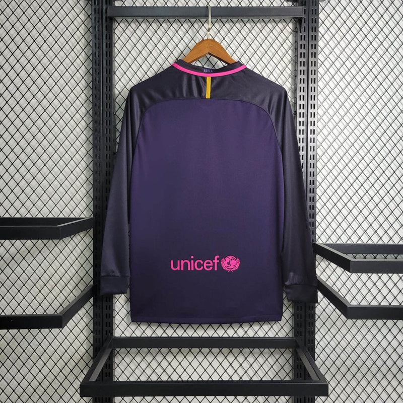 Camisa Barcelona Retrô 2017 Manga Longa Nike Masculina - Roxo e Preto