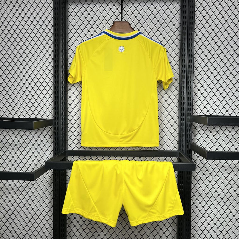 Kit Infantil Leeds United Away 24/25 Adidas Unissex - Amarelo