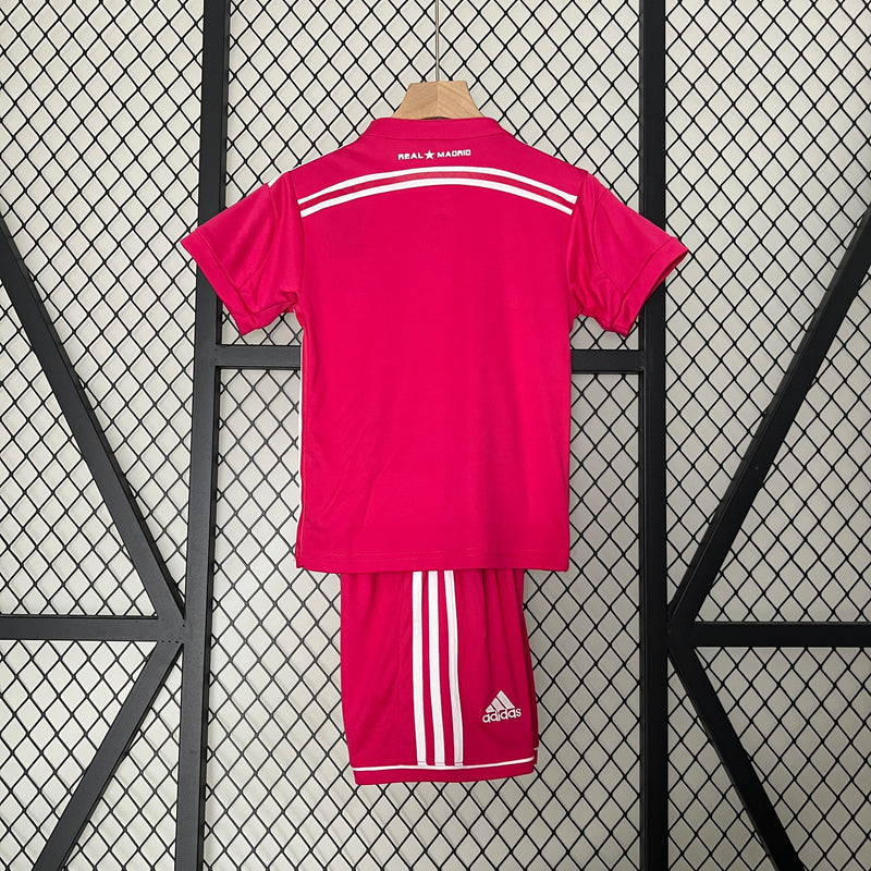 Kit Infantil Real Madrid Retrô Away 2015 Camisa + Shorts Adidas Unissex - Rosa