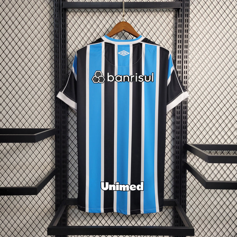 Camisa Grêmio Home 23/24 Todos os Patrocinadores Torcedor Umbro Masculino - Azul, Preto e Branco