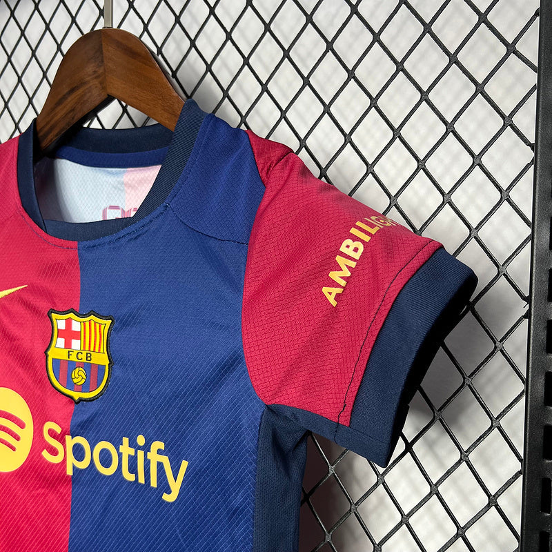 Kit Infantil Barcelona Home 24/25 Camisa + Shorts Nike Unissex - Grená