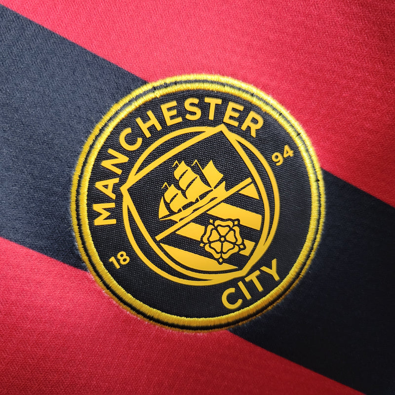 Camisa Manchester City Away Manga Longa 22/23 Torcedor Puma Masculina - Vermelho e Preto