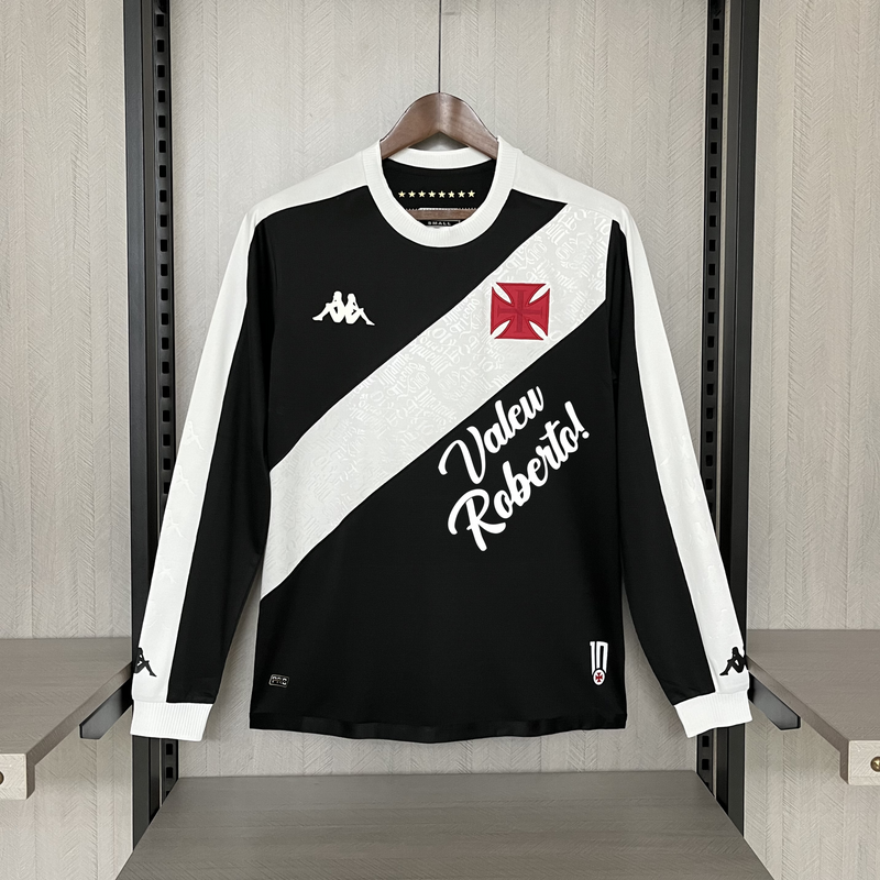 Camisa Vasco da Gama Home Roberto Dinamite Manga Longa 24/25 Kappa Masculina - Preta