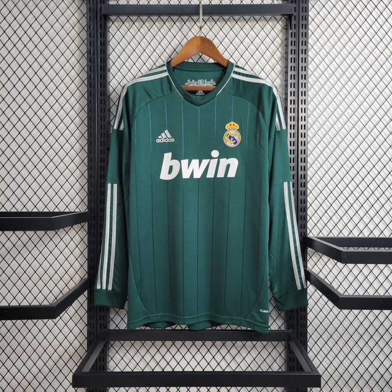 Camisa Real Madrid Retrô Third 12/13 Manga Longa Adidas Masculina - Verde Escuro