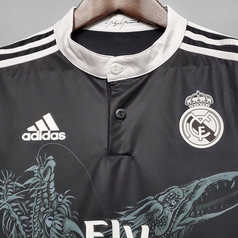 Camisa Real Madrid Retrô Away 14/15 Manga Longa Adidas Masculina - Preta