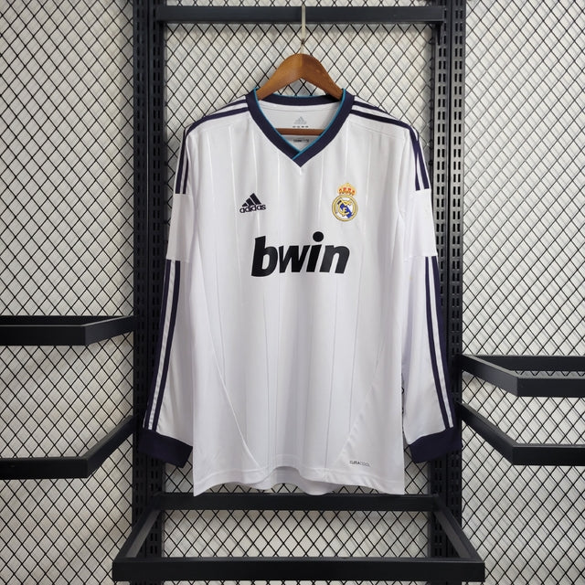 Camisa Real Madrid Retrô Home 12/13 Manga Longa Adidas Masculina - Branca