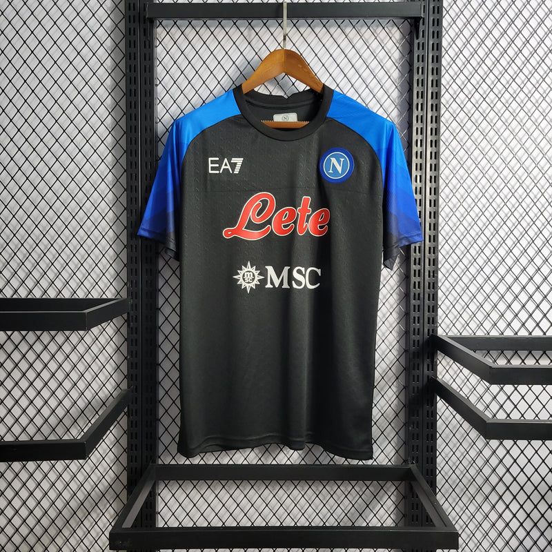 Camisa Napoli Treino 22/23 Torcedor EA7 Masculina - Preto e Azul